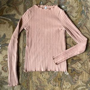 Rylee and Cru ruffle edge mock turtleneck